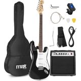 Elektrische gitaar met gitaar versterker - MAX Gigkit - Perfect voor beginners - incl. gitaar stemapparaat, gitaartas en plectrum - Zwart