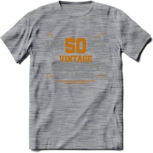 50 Jaar Legend T-Shirt | Goud - Zilver | Grappig  Abraham Verjaardag Cadeau | Dames - Heren | - Donker Grijs - Gemaleerd - XXL
