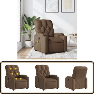 vidaXL Massagestoel - Verstelbaar - Stof - Bruin Massagestoel - Ergonomische Stoel - Lounge Stoel - Elektrische Massage - Voetenbank