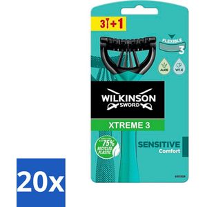 20 x Wilkinson - Wegwerpscheermesjes Xtreme3 Sensitive - Flexibele Mesjes - 4 scheermesjes - Wegwerpscheermesjes - Gevoelige Huid - Flexibele Mesjes - Aloe Vera - Vitamine E