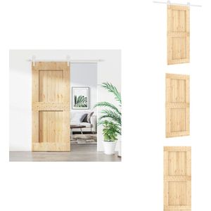 vidaXL Schuifdeur - Schuifdeuren - Binnendeur - Binnenschuifdeur - Schuifdeur met beslag 90x210 cm massief grenenhout