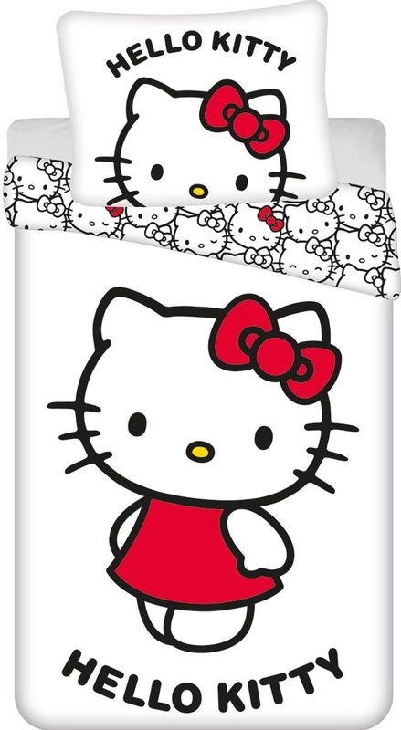Hello Kitty - Dekbedovertrek - Wit - 140 x 200 cm - 70 x 90 cm - Katoen