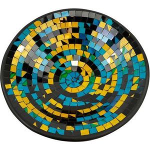 Sarana - Schaal - Mozaiek - Blauw Geel - 36x36x10cm - Indonesie - Fairtrade