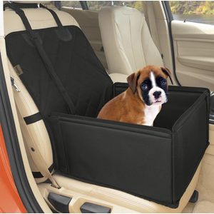 Extra stevige hondenautostoel - Honden auto stoel - Hoogwaardige stoel - Kleine tot middelgrote honden - Versterkte wanden - 3 riemen - Waterdichte autostoel - Voorstoel en achterbank - Zwart