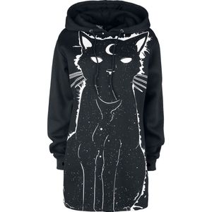 Heartless Moon Kitty Hood Dames Trui met capuchon - zwart/wit - XL