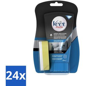 Veet For Men Ontharingscrème In-Shower Gevoelige Huid 150 ml - Voordeelverpakking - 24 stuks