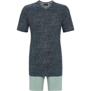 Heren shortama bladeren antraciet - Grijs - Maat - 50