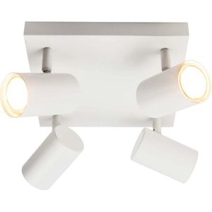 Ledvion LED plafondspot Wit 4-lichts, dimbaar, 5W, 2700K, kantelbaar, GU10 fitting, opbouwmontage, Witte lamp, vierkante lamp, verlichting, IP20, GU10 fitting, incl. GU10 lamp