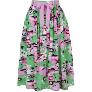 Hell Bunny Kai Dames Medium-lengte rok - meerkleurig - XS