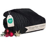 Blumtal - Fleece Deken - Zwart - Kabelgebreide look - 150x200 cm - Oeko-TEX gecertificeerd