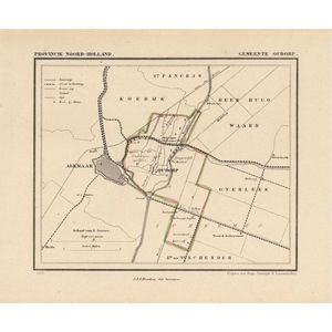 Historische kaart, plattegrond van gemeente Oudorp in Noord Holland uit 1867 door Kuyper van Kaartcadeau.com