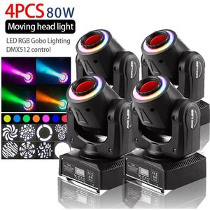 Led Moving Head Lichtset - 4 Stuks - 80W - Spotlight - Professioneel - Verlichting - Podiumverlichting voor Feesten - Club - Disco Spot - Roterend - Zwart