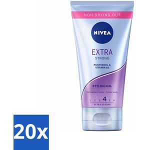 20 x NIVEA - Stylingsgel - Extra Sterk - Betrouwbare Fixatie - 150 ml - Macadamia Olie - Haar Glans - Haar Bescherming - NIVEA Styling Gel