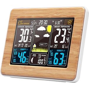 ApexArte® Weerstation Binnen en Buiten - Weerstation Draadloos Binnen Buiten - Weerstation met Buitensensor - Bruin