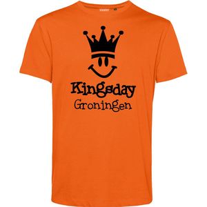 T-shirt kind Groningen Smiley | Oranje | maat 116