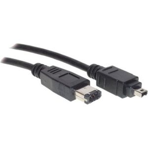 FireWire 400 kabel met 4-pins - 6-pins connectoren / zwart - 1,8 meter