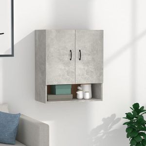 The Living Store Wandkast Betongrijs 60x31x70 cm - 2 Deuren - 1 Open Schap