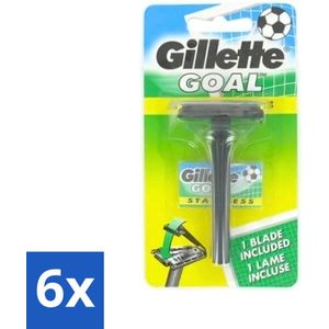 Gillette - Goal - Scheerset - Stainless Steel - Duurzaam en scherp - 1 Scheermesje - Voordeelverpakking - 6 stuks