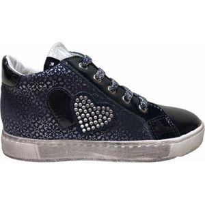 Naturino bling bling hartjes veter rits hoge lederen sneakers 5230 lak navy mt 24