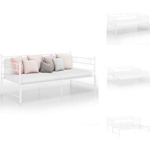 Het ideale product voor mensen met beperkte leefruimte- vidaXL Bedbank Wit - 206.5 x 185 x 89.5 cm - inklapbaar bed - zijplank - stevige metalen constructie - Bed