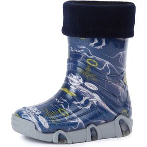 Ladeheid Kinder Regenlaarzen - Gevoerd Rubberen Laarzen met manchet Waterdichte - PVC - LA-ZT-Szuwarek - Donkerblauw Dinosaurussen - 21/22