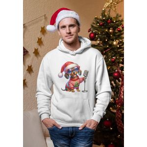 Singing Dog Santa - Kersttrui - Kerst Trui Wit - Grappig Kersttrui - Maat XXL - Limited Edition