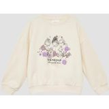 Sweatshirt - Oversized - Zacht - Glitterprint - Bloemenapplicatie