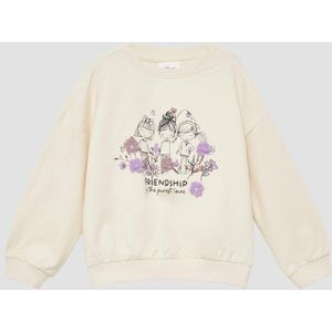 Sweatshirt - Oversized - Zacht - Glitterprint - Bloemenapplicatie