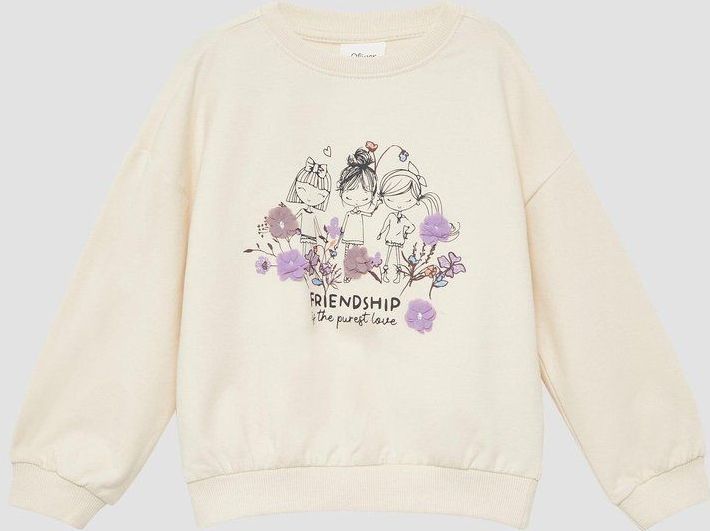 Sweatshirt - Oversized - Zacht - Glitterprint - Bloemenapplicatie
