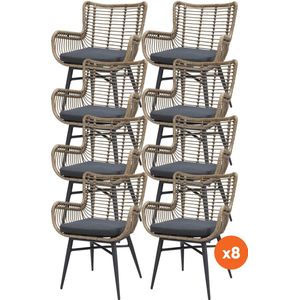 Set van 8 - Jasmine dining tuinstoel - Naturel