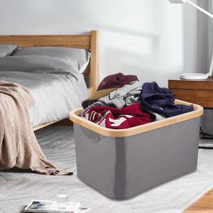 Opvouwbare Wasmand van Stof met Handvat - Grijs - Voor Natte en Droge Was - Set van 2 - Ideaal voor Speelgoed, Handdoeken en Dekens