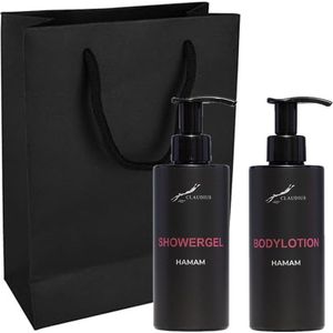 Douchepakket Hamam - Showergel + Bodylotion - 300 ml per fles - set van 2 stuks - met luxe gift tas - cadeau - giftset voor hem en haar