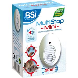 BSI – Multistop Mini - Dierenverjager - Muizenverjager - Spinnen verjager – Ratten Verjager – Insecten verjager- Ongedierte verjager met ultra sone 30m²