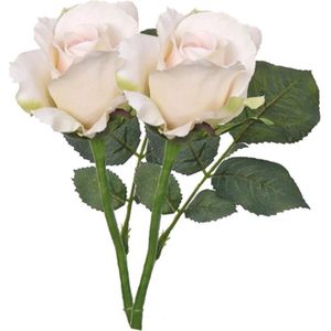 2x Zalm witte decoratie rozen 30 cm - set van 2 kunstrozen - Kunstbloemen/kunstplanten decoratie/wonen