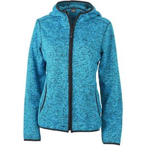 James and Nicholson Dames/dames Gebreide Fleece Hoodie (Blauw gemeland/zwart)