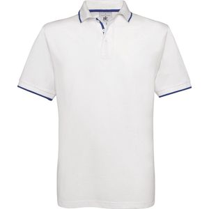 Polo shirt 'Safran Sport' Wit/Kobaltblauw merk B&C maat XL