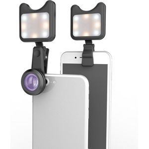 Selfie Flashlight Smartphone Lens Clip-On Groothoeklens 15X Met LED