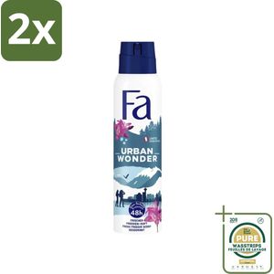 Fa - Deodorant Spray - Urban Wonder - Aardbei - 48 uur Bescherming - 150 ml - Voordeelverpakking - 2 stuks - Deodorant spray - Aardbei