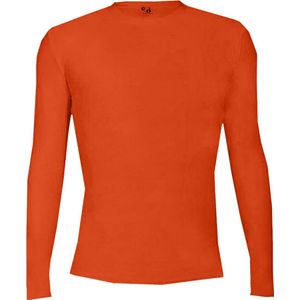 BADGER SPORT - Shirt Met  Lange Mouwen - Pro Compression - Diverse Sporten - Volwassenen - Polyester/Elastaan - Heren - Ronde Hals - Ondershirt - Zweet Afvoerend - Orange - Small