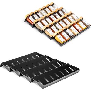 XIVADA Kruidenrek Lade - Zwart - Aluminium - Kruiden Organizer Lade Liggend - Kruidenpotjes opberger