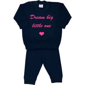 La Petite Couronne Pyjama 2-Delig ""Dream big little one"" Unisex Katoen Zwart/roze Maat 68/74