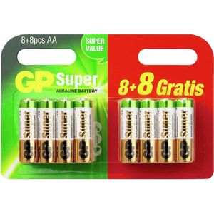 GP Batteries Super 8 +8 gratis AA batterij (penlite) Alkaline 1.5 V 16 stuk(s)