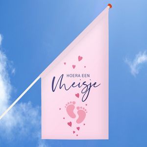 Geboortevlag - Vlaggen - Geboorte - Baby - Girl - Kraamcadeau - Roze - Hoera een meisje - Gepersonaliseerd cadeau - Zolief