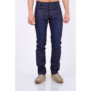 lederlook Marine blauwe broek voor de heren - maat 40