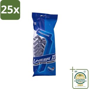 25 x Laser 2 - Ready Razor - Wegwerp - Voor Mannen - 10 Mesjes - Grootverpakking - Scheermesjes Voor Mannen - Wegwerpmesjes - 2-bladige Scheermesjes - Laser Scheermesjes - Scheerbeurt