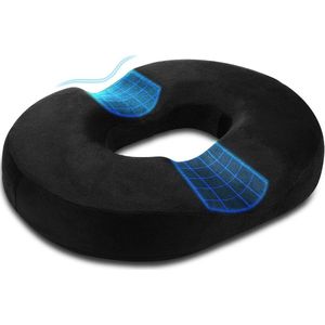 Donutkussen-Aambei kussen-Traagschuim kussen voor zwangerschap-Stuitbeen-Orthopedisch & Ergonomisch Voor Auto En Bureaustoel-Bedwonden, rug, ischias-45*34*7 CM-Zwart