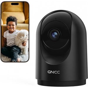GNCC P5 2K Wifi Babyfoon met Camera - APP-controle- Bidirectionele Audio - IR Nachtzicht - Bewegingsdetectie - Compatibel met Alexa- Zwart