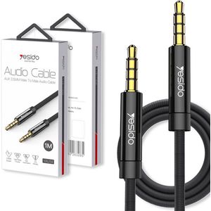 Yesido Audio AUX Kabel 1 m – 3.5mm Male to Male Stereo Jack Kabel – Antraciet – Hoogwaardige Geluidskwaliteit Auto Accessoires