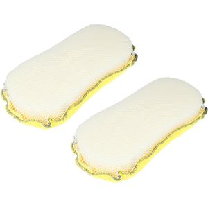 Benson Autospons 2x - geel - microvezel/katoen - 23,5 x 10,5 cm - autowas spons