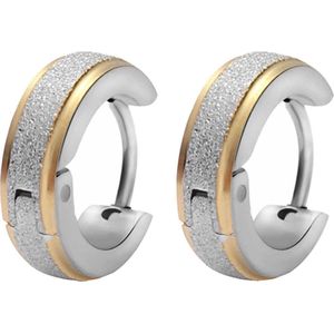 Fako Bijoux® - Oorbellen - Oorringen - Stainless Steel - Glitter - 13mm - Goud-/Zilverkleurig